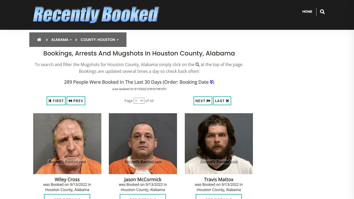 Bookings, Arrests and Mugshots in Houston County, Alabama - Recently Booked